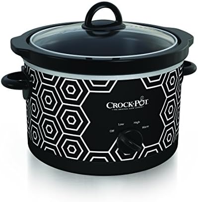 Crock-Pot 4.5 Quart Portable Slow Cooker – Black & White r5e